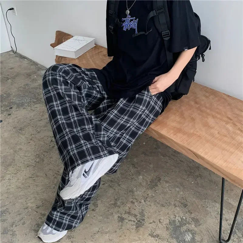 Comfy Winter Plaid Straight Pants