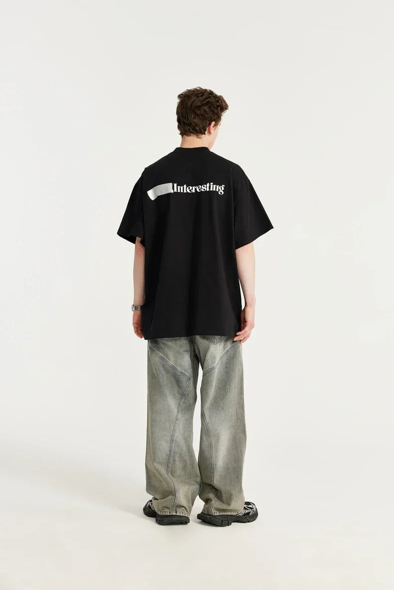 Oversized Irregular Stitching Wide Jeans