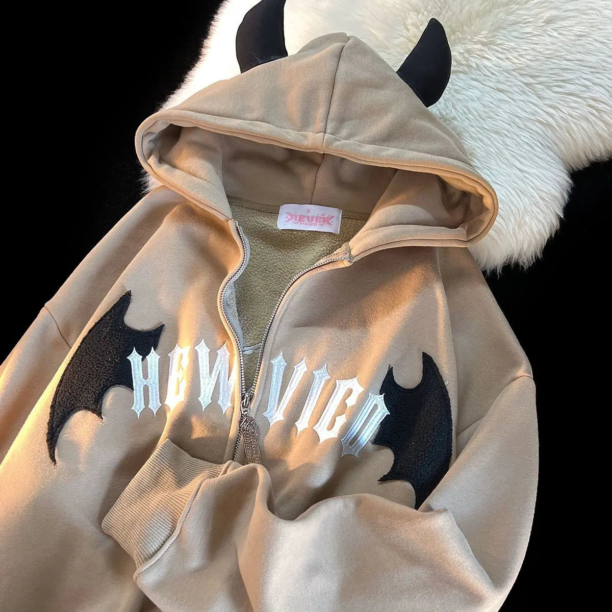 Devil Embroidery Japanese Sweet Loose hoodies