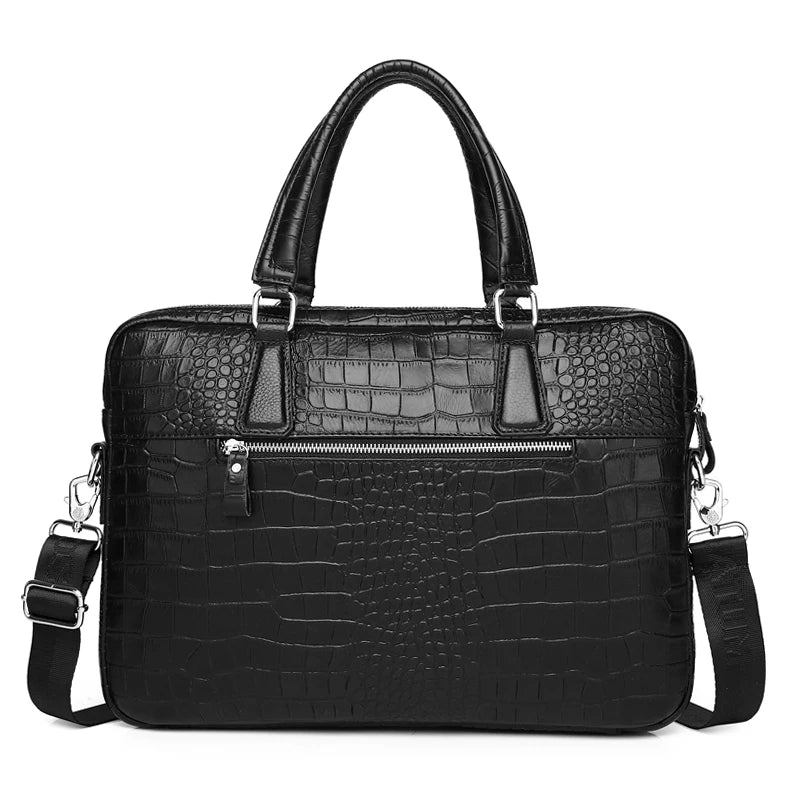 Leather Crocodile Messenger Bag