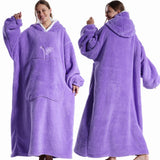 Extra Long Wearable Flannel Hooded Blanket