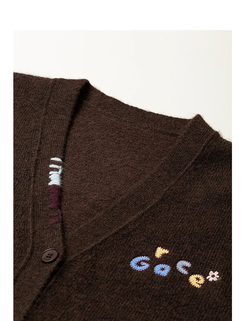 Flower Applique V-neck Cardigan