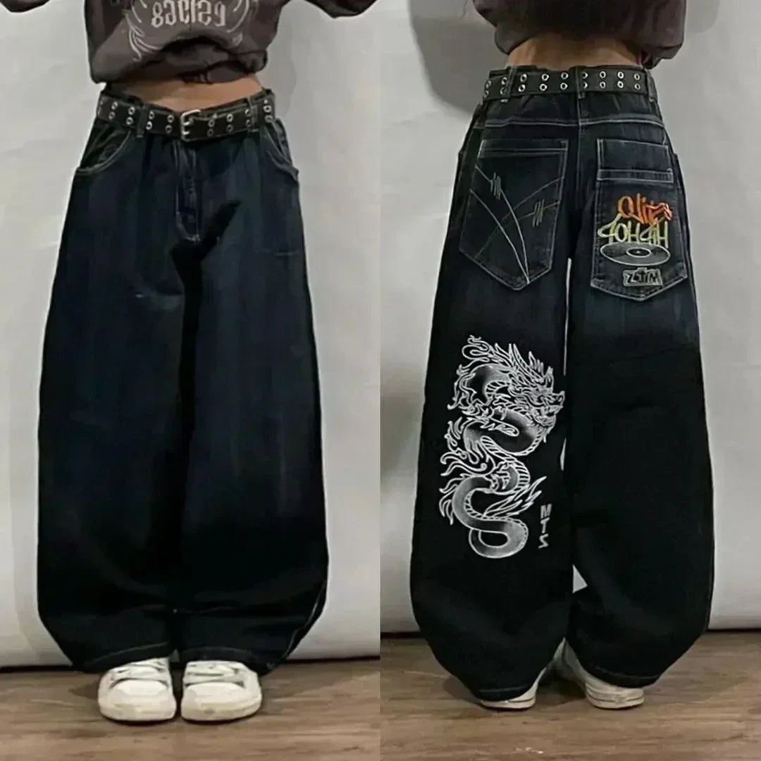 Y2K Black Wide-leg Women's Jeans