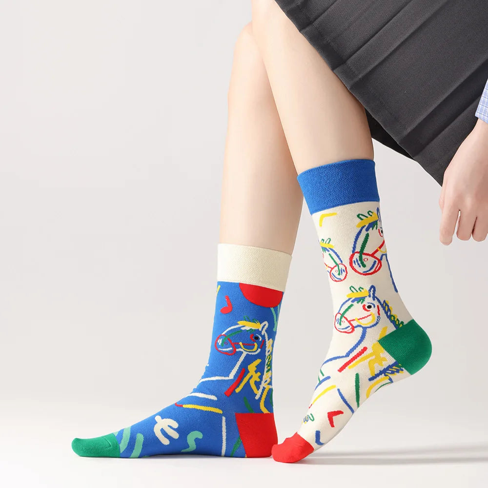 Mismatched Cotton Funny Colorful Socks