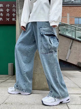 Korean Style Wide Leg Cargo Jeans