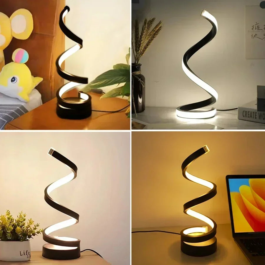 Lámpara de mesa LED espiral moderna