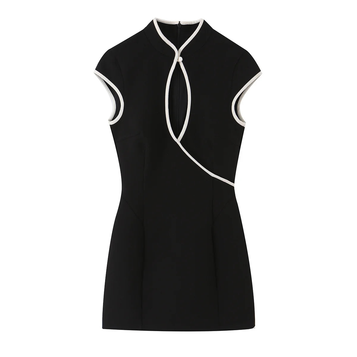 White Cheongsam Inspired Mini Dress