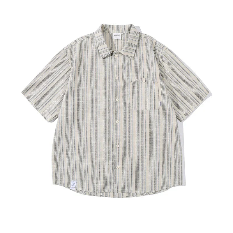 Camisa informal a rayas, suelta y estilo vintage