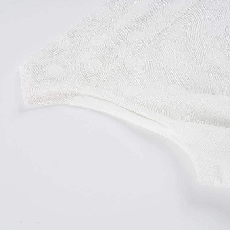 Y2k Cropped Off-shoulder Mesh Top