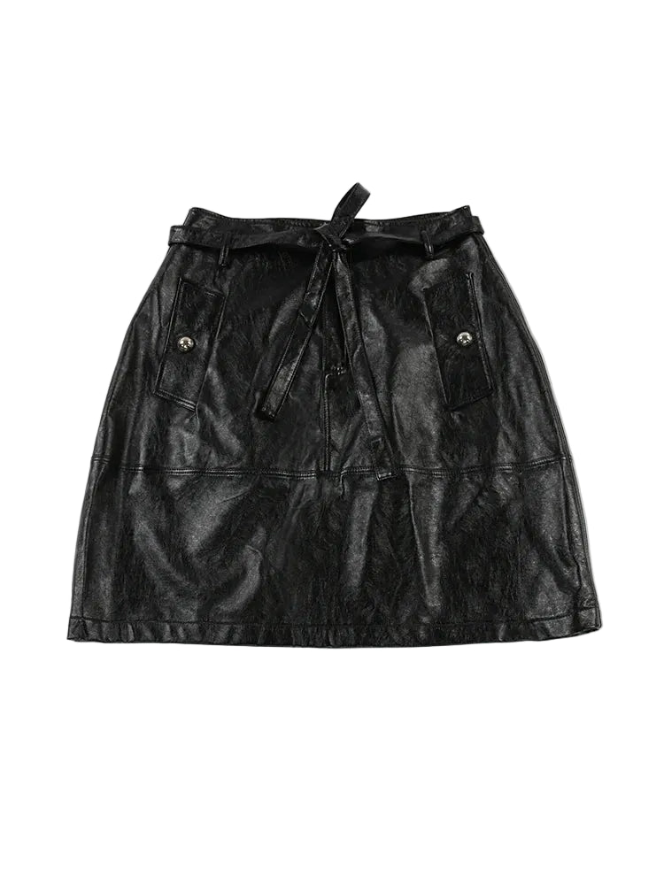 Autumn Gold Shiny Faux Leather Skirt