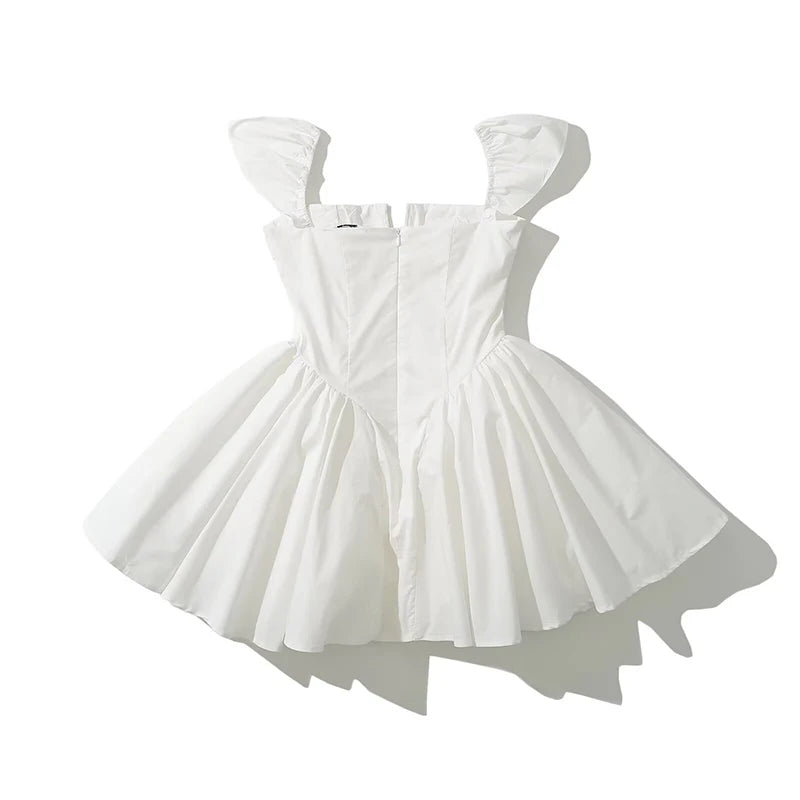 Summer Flare White Boho Mini Dress