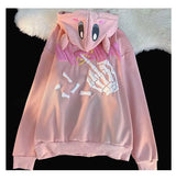 Sudaderas con capucha Oversize japonesas con bordado del diablo