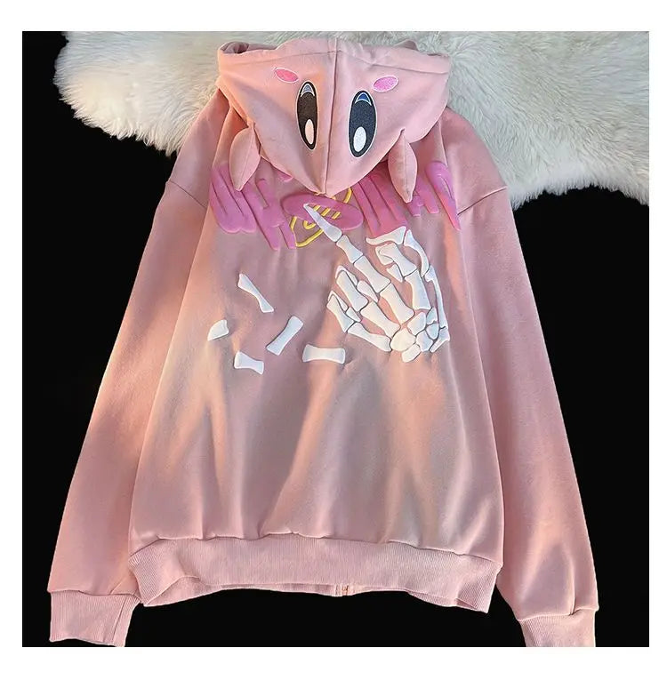 Devil Embroidery Japanese Sweet Loose hoodies