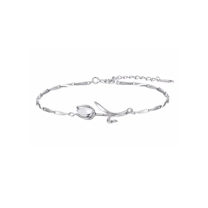 Silbernes Fulip Blumenarmband im Vintage-Stil