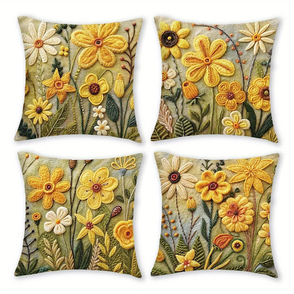 Floral Pattern Yellow Pillowcase
