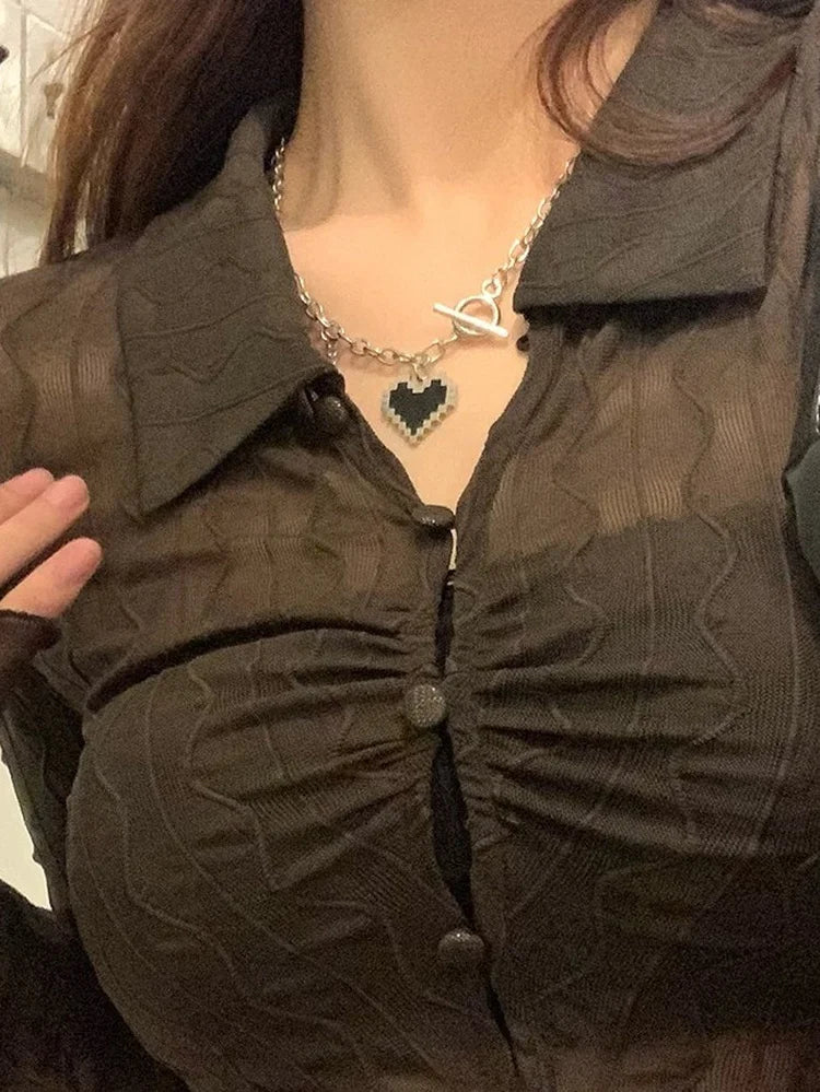 Y2K Sexy Hollow Irregular Blouse