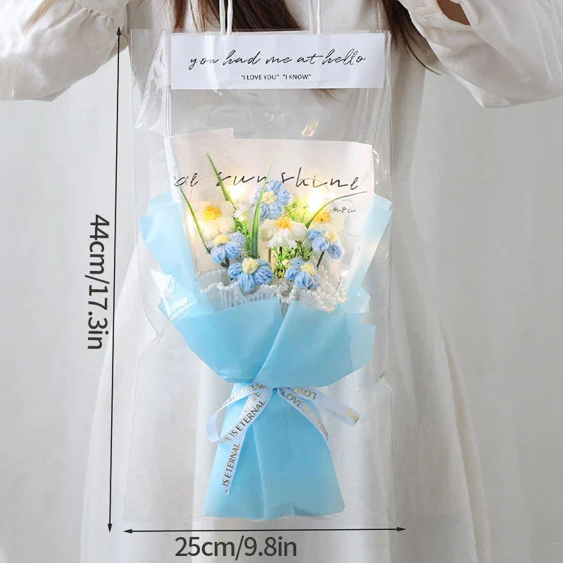 Crochet Flower Bouquet With LED Light String Gift