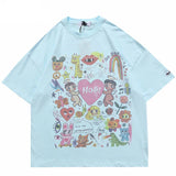 Rainbow Heart Angels Print Oversize T-Shirt