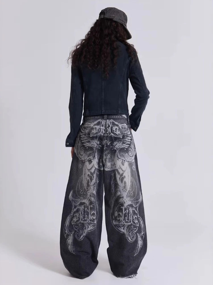 Y2K Graffiti Washed Baggy Jeans