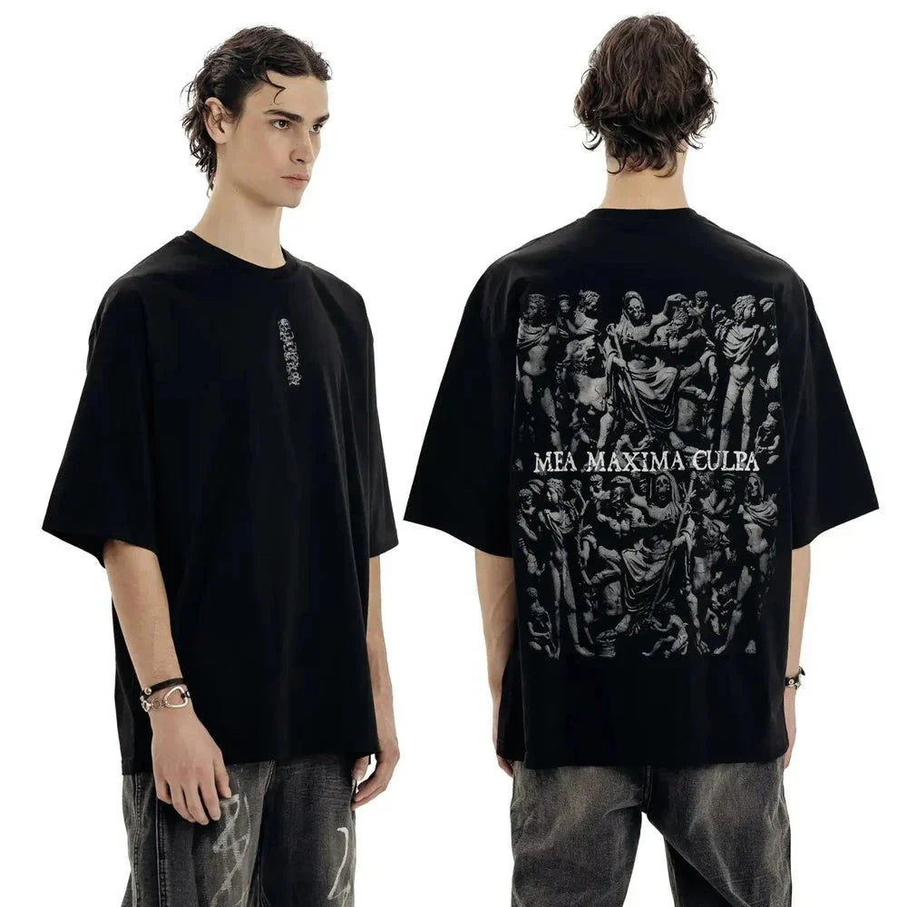 Oversized Goth-T-Shirt mit Grafikdruck