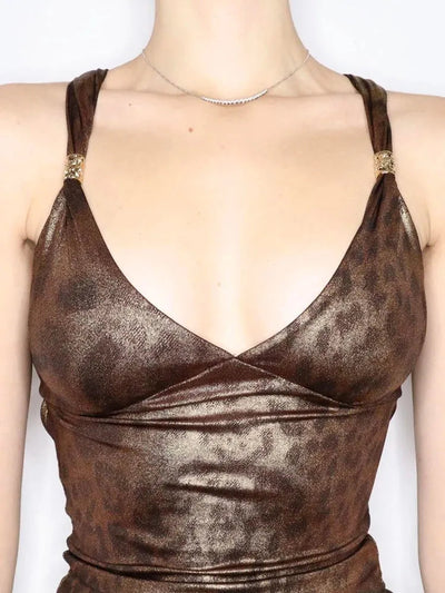 Y2K Baddie Leopard Backless Top