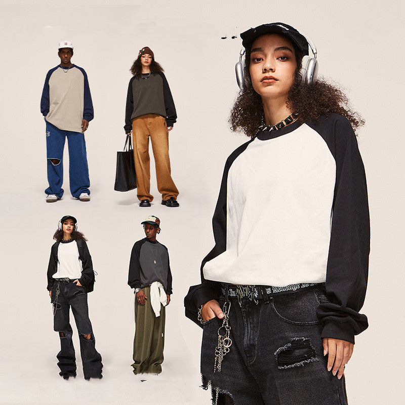 Bold Contrast Color Raglan Sleeve Sweater